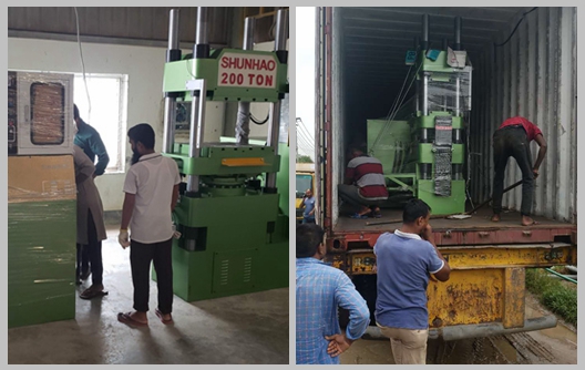Máy đúc đồ gốm Melamine Shunhao 150 tấn 200 tấn được dỡ xuống tại nhà máy của khách hàng